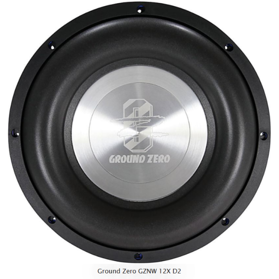 Ground Zero GZNW 12X D2 30 cm / 12 cali 2-cewkowy głośnik niskotonowy o średnicy 30 cm / 12 cali do subwoofera samochodowego - 2000 W RMS. Impedancja